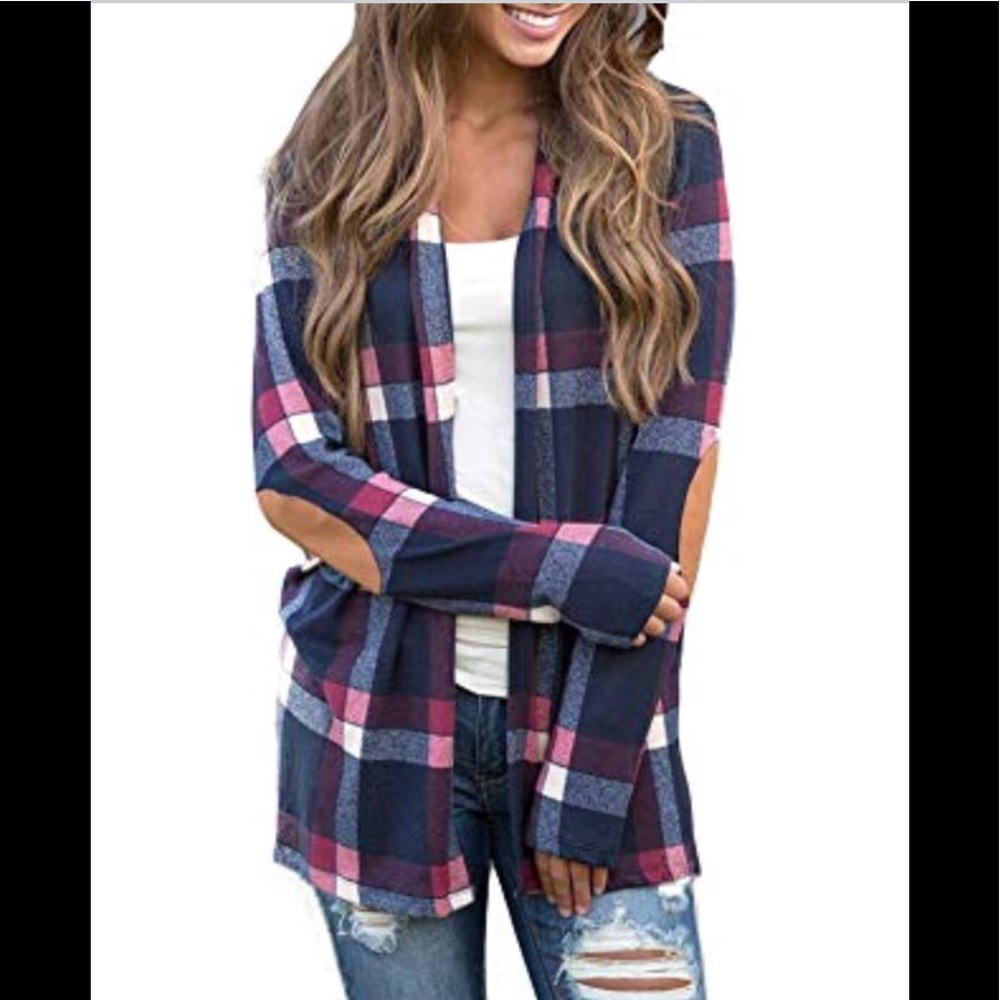Blue Plaid Cardigan New from Boutique stock